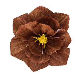 Бумажный цветок гофрированный 30 см коричневый+желтый