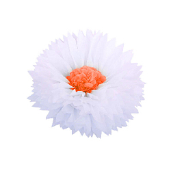 Бумажный цветок 30 см белый+оранжевый