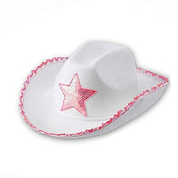 Шляпа ковбойская с блестками и звездой, белый