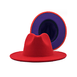Шляпа Федора фетровая 2 цвета, красный+фиолетовый
