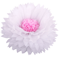 Бумажный цветок 50 см белый+розовый