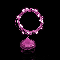 Нить "Роса-свеча" серебро, 2 м х 20 диодов, от батареек, розовый