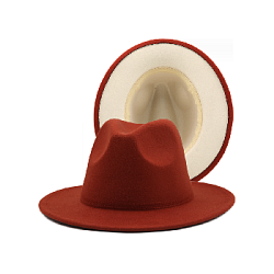 Шляпа Федора фетровая 2 цвета, терракотовый+бежевый