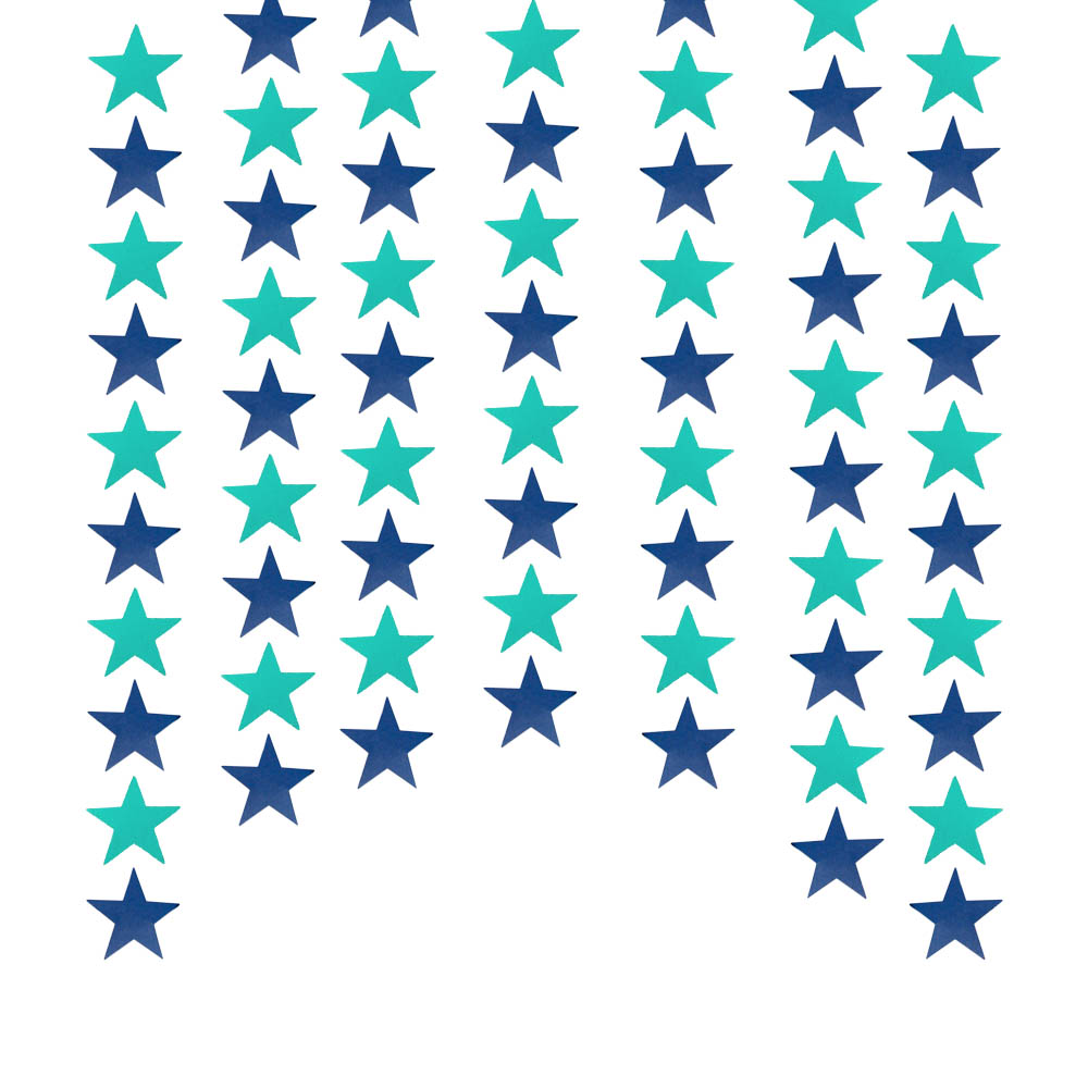 Гирлянда "Звезды" перламутровые 7 см 4 м, Мятный+ т.Синий
