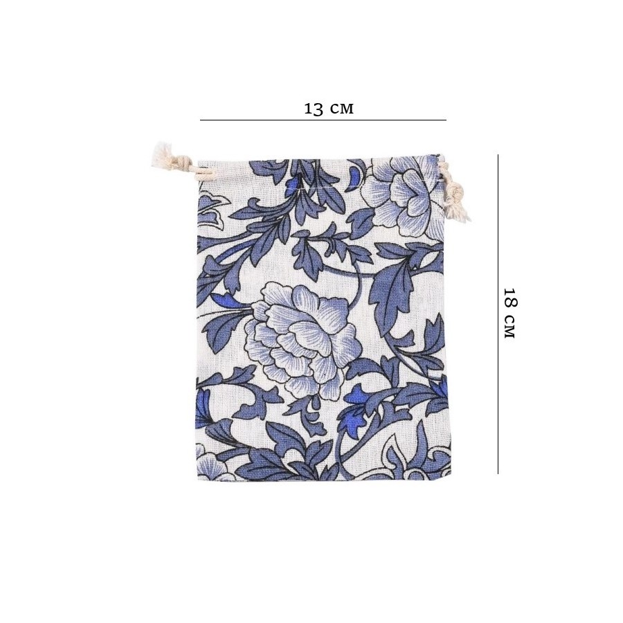 Мешочек из искусственного льна с принтом 13х18 см, №39