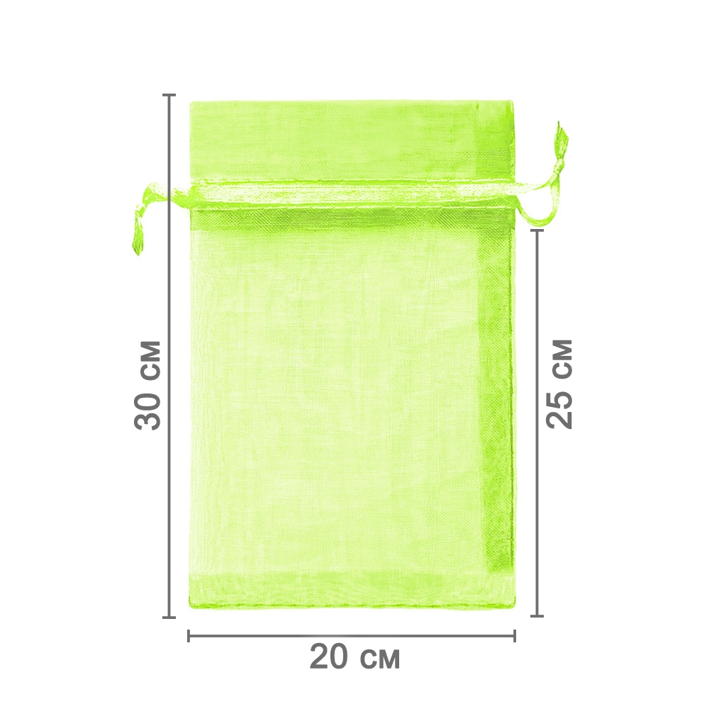 Мешочек из органзы 20 х 30 см салатовый Мешочек из органзы 20 х 30 см салатовый