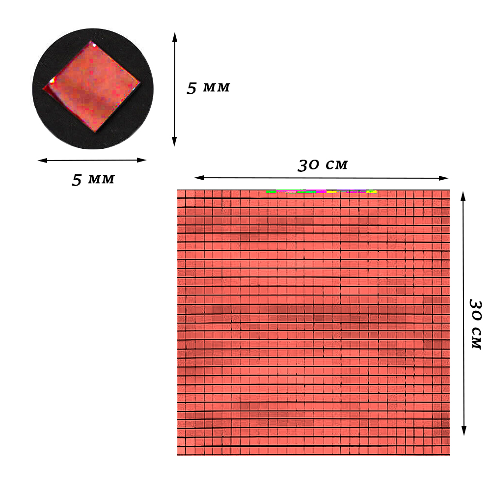 Лента самоклеящаяся зеркальная мозаика 30х30см 5х5мм, красный