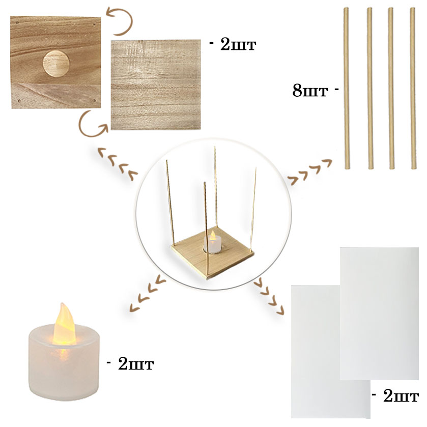 Фонарик на деревянной доске LED, 2шт 15х24см Фонарик на деревянной доске LED, 2шт 15х24см