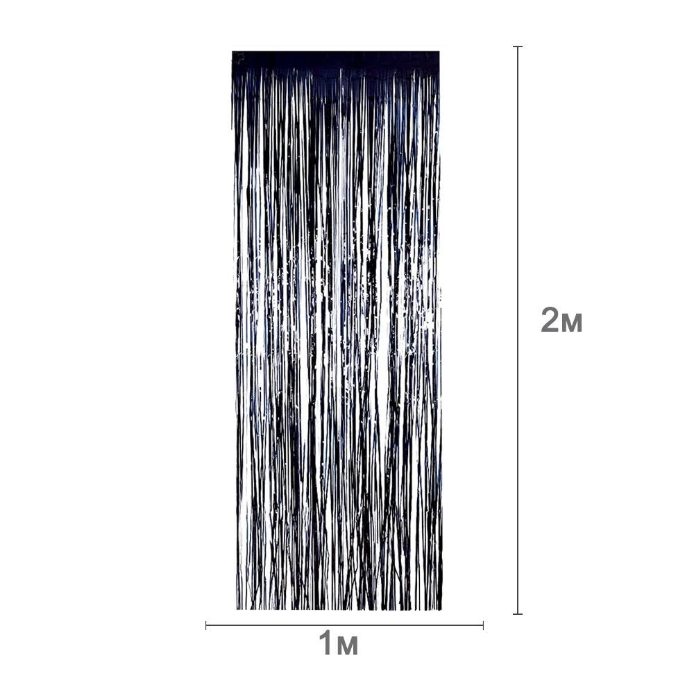 Занавес дождик 1 х 2 м, матовые, Черный