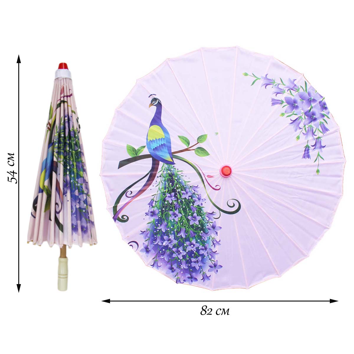 Китайские тканевые зонтики цветочные 82х54см, №10