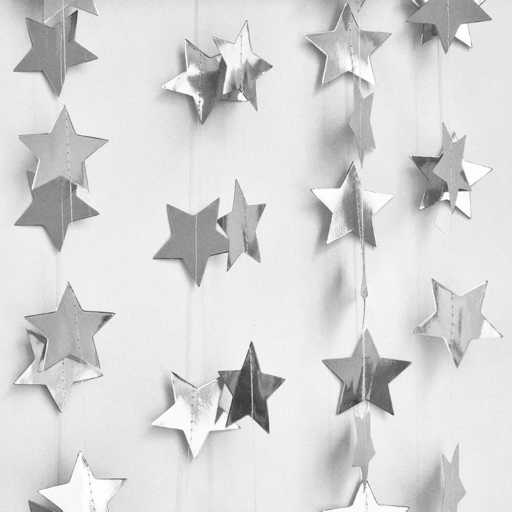 Гирлянда Звезды металлик 7 см 4 м серебро Гирлянда Звезды металлик 7 см 4 м серебро