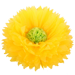 Бумажный цветок 50 см ярко-желтый+салатовый