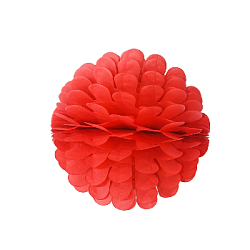 Бумажное украшение Цветочный шар-соты 20 см, красный