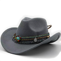 Шляпа ковбойская Бохо из фетра, серый