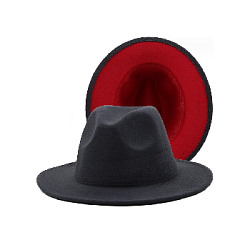 Шляпа Федора фетровая 2 цвета, темно-серый+красный