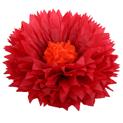 Бумажный цветок 50 см красный+оранжевый