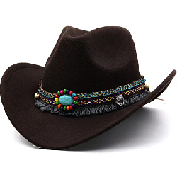 Шляпа ковбойская Бохо из фетра, темно-коричневый