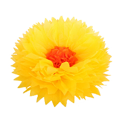 Бумажный цветок 40 см ярко-желтый+оранжевый