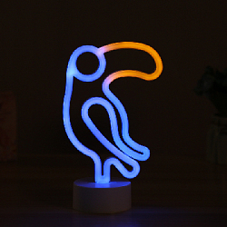 Светильник неоновый на подставке "Тукан"  25 х 14 см, от батареек, синий+желтый
