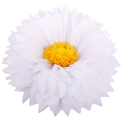 Бумажный цветок 50 см белый+ярко-желтый