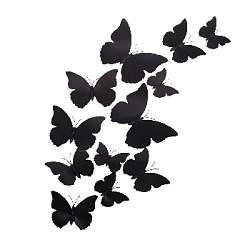 Бабочки на булавке 12 шт пластик черные