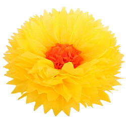 Бумажный цветок 50 см ярко-желтый+оранжевый