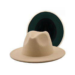 Шляпа Федора фетровая 2 цвета, бежевый+темно-зеленый
