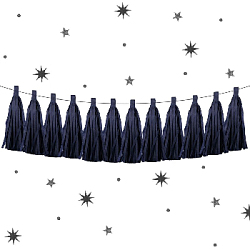 Гирлянда тассел 12 кисточек по 5 листов, черный