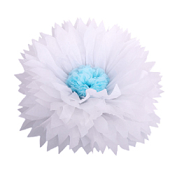 Бумажный цветок 40 см белый+голубой