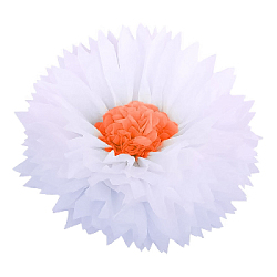 Бумажный цветок 40 см белый+оранжевый