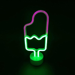 Светильник неоновый на подставке "Эскимо" 30 х 12 см, от батареек, розовый+зеленый