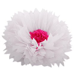 Бумажный цветок 50 см белый+малиновый