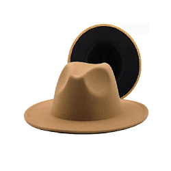 Шляпа Федора фетровая 2 цвета, песочный+черный