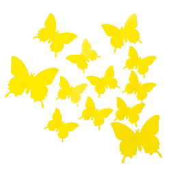 Наклейки Бабочки пластиковые № 8 12 шт матовый желтый