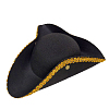 Шляпа Пирата треуголка на кнопке №2, черный