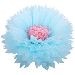 Бумажный цветок 50 см голубой+светло-розовый