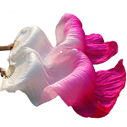 Веер-вейл для танцев 2 шт 57см х 1,5м №4, шелк, белый+розовый+малиновый