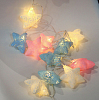 Гирлянда "Звезды" пастель кракелюр 3 м х 20 диодов от батареек , голубой+мятный+розовый+айвори