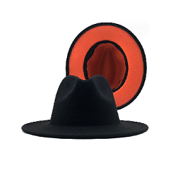 Шляпа Федора фетровая 2 цвета, черный+оранжевый