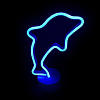 Светильник неоновый на подставке "Дельфин" 25 х 17 см от батареек, синий
